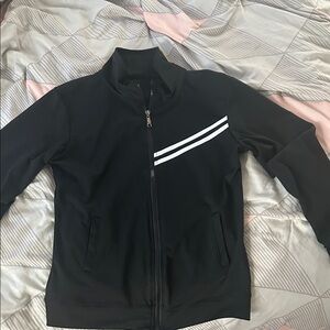 Black Track Jacket with White Stripes